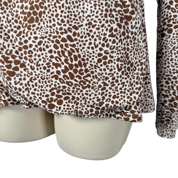 Lands End Top Womens Small 6-8 Faux Wrap Animal Print Rayon Stretch Long Sleeve - Picture 4 of 7